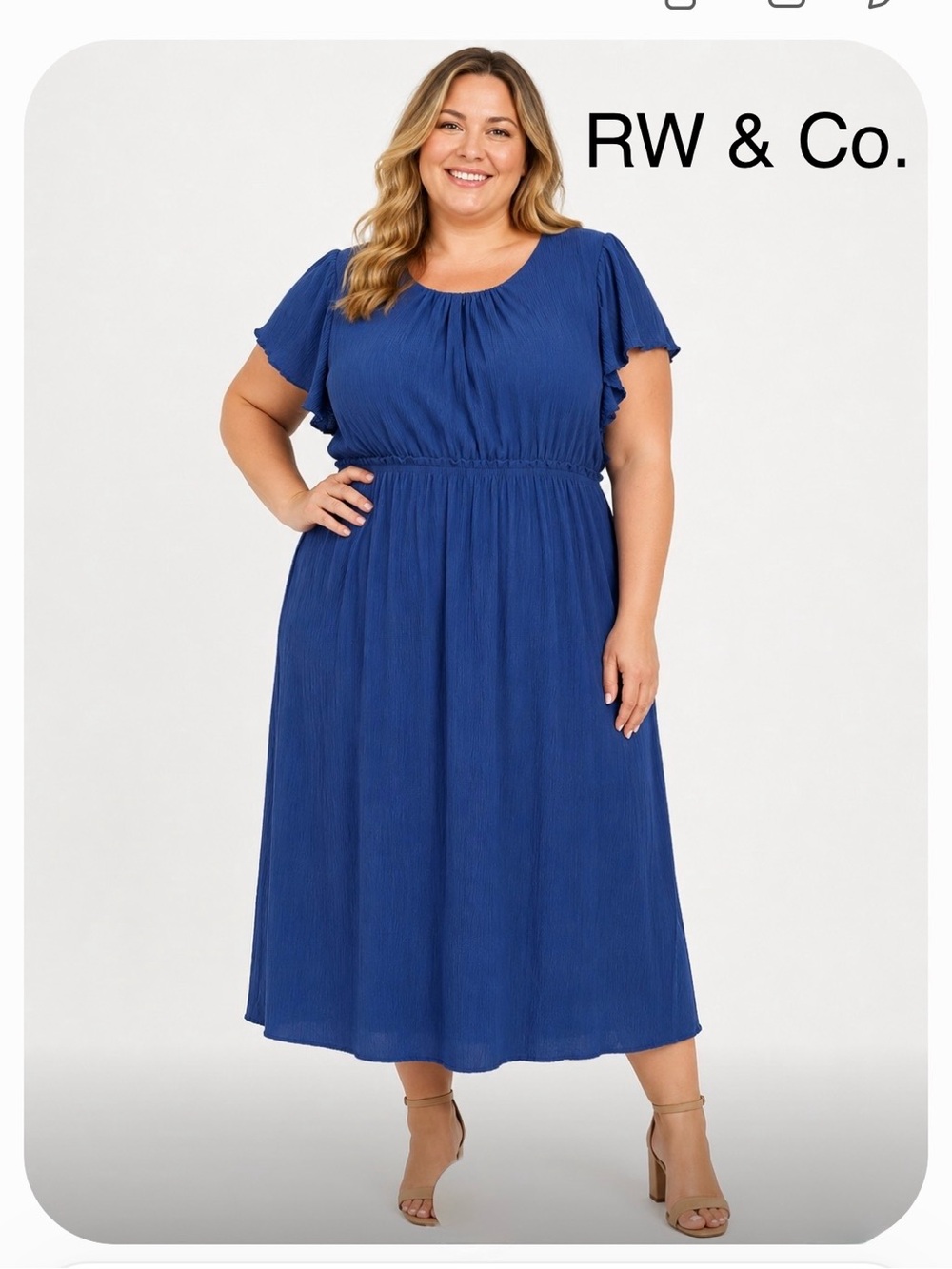 276 RW & Co. Plus-Size Blue Midi Dress